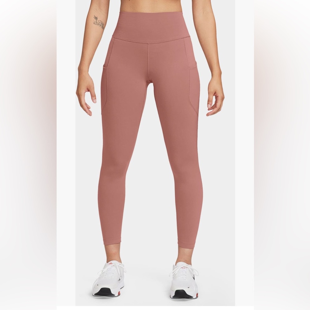 🌸 NIKE One NWT High-Rise Dri-fit ankle crop Leggings Rosewood Pink